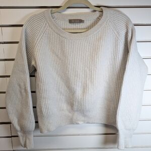 Brodie Fine Cashmere Shaker Knit Cropped Crewneck Sweater Size Large EUC